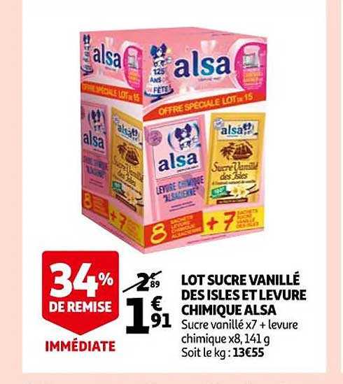 lot sucre vanillé des isles et levure chimique alsa