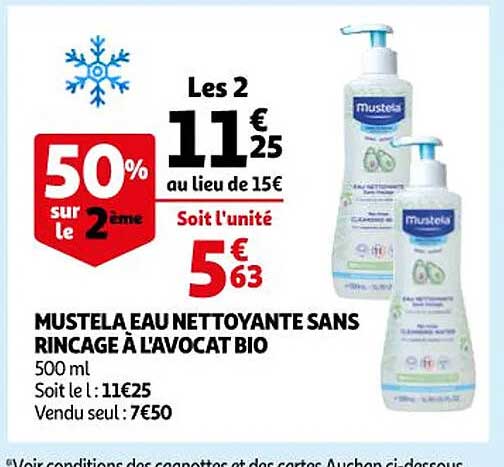 mustela eau nettoyante sans rinçage à l'avocat bio