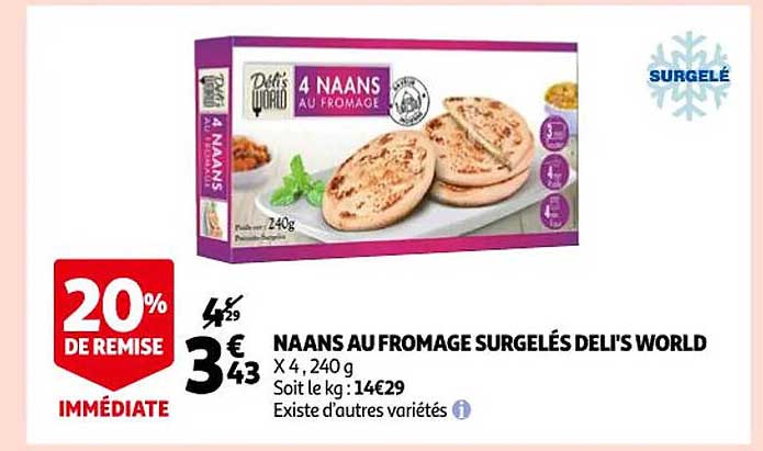 naans au fromage surgelés deli's world