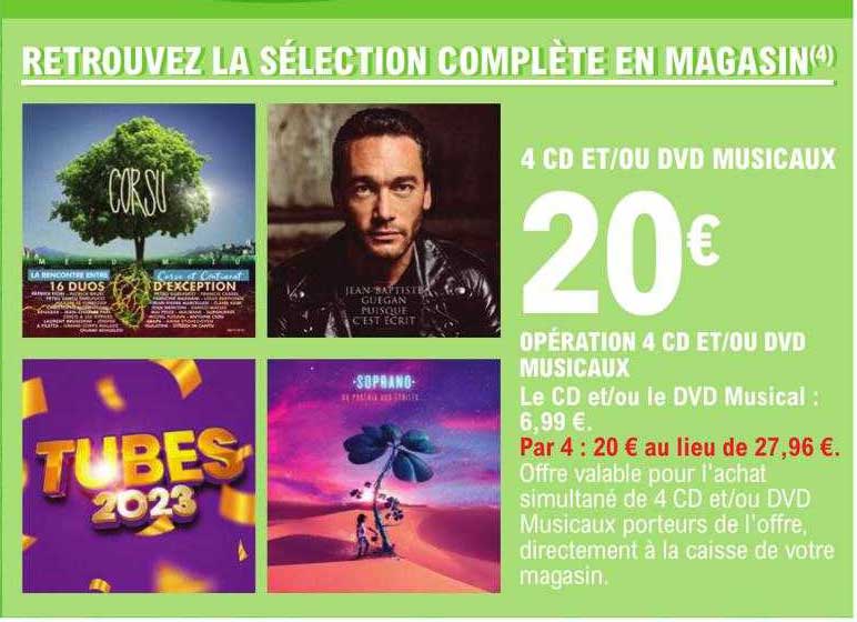 opération 4 cd et-ou dvd musicaux