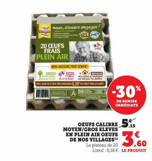 œufs calibre moyen-gros élevés en plein air œufs de nos villages