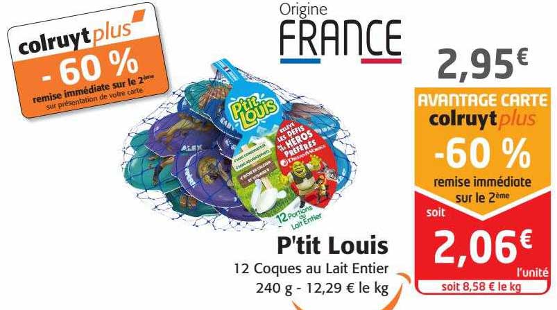 p'tit louis 12 coques au lait entier