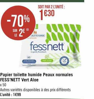 papier toilette humide peaux normales fess'nett vert aloé