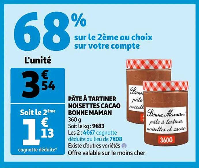 pâte à tartiner noisettes cacao bonne maman