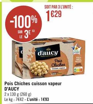 Pois Chiches Cuisson Vapeur D'aucy
