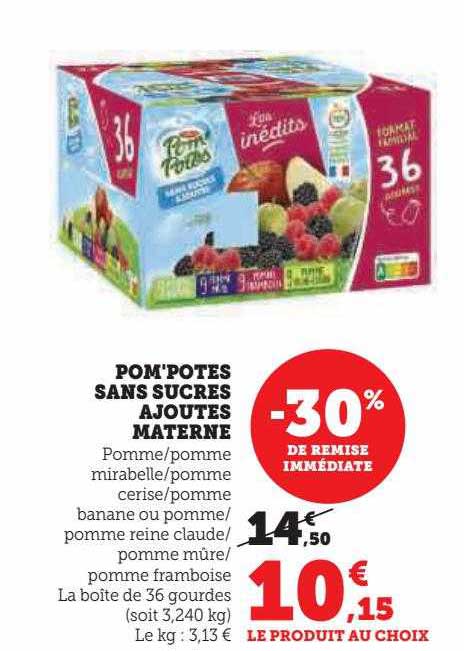 Pom'potes Sans Sucres Ajoutes Materne -30% De Remise Immédiate