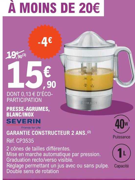 presse-agrumes, blanc-inox severin