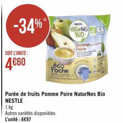 Purée De Fruits Pomme Poire NaturNes Bio Nestlé