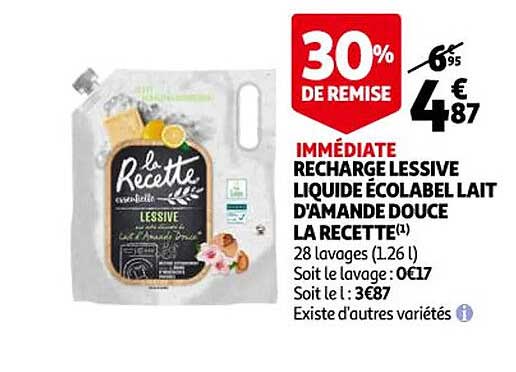 recharge lessive liquide écolabel lait d'amande douce la recette