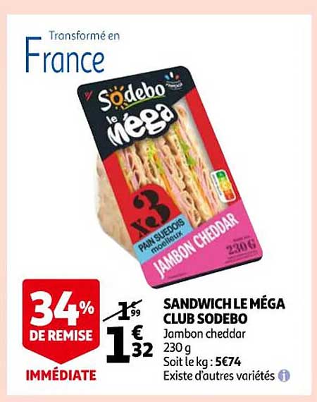 Sandwich Le Méga Club Sodebo