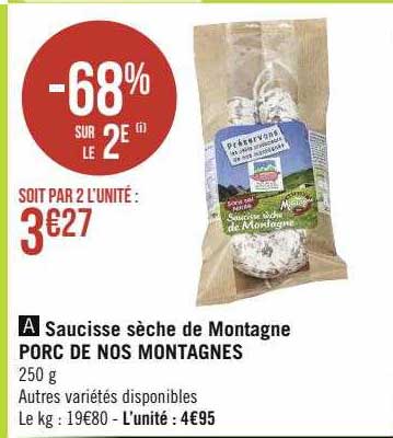 saucisse sèche de montagne porc de nos montagnes