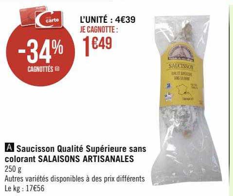 saucisson qualité supérieure sans colorant salaisons artisanales
