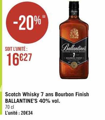 scotch whisky 7 ans bourbon finish ballantine's 40% vol.
