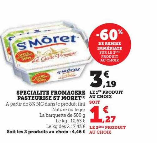 spécialité fromagère pasteurisé st môret