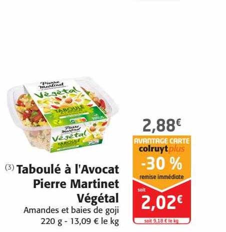 taboulé à l'avocat pierre martinet végétal