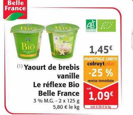 yaourt de brebis vanille le réflexe bio belle france