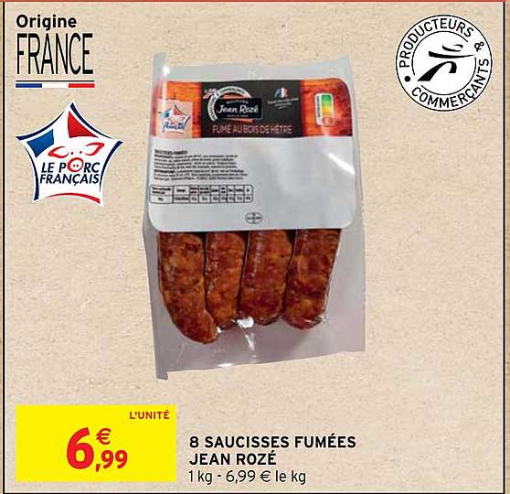 8 saucisses fumées jean rozé