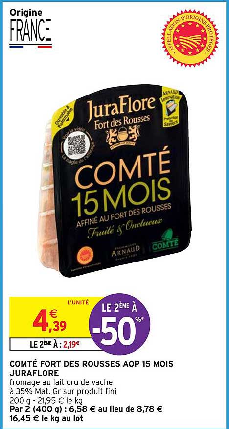 Comté Fort Des Rousses Aop 15 Mois Juraflore