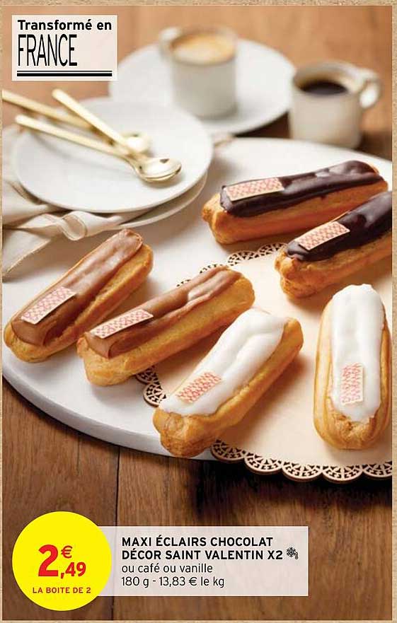 Maxi éclairs Chocolat Décor Saint Valentin X 2