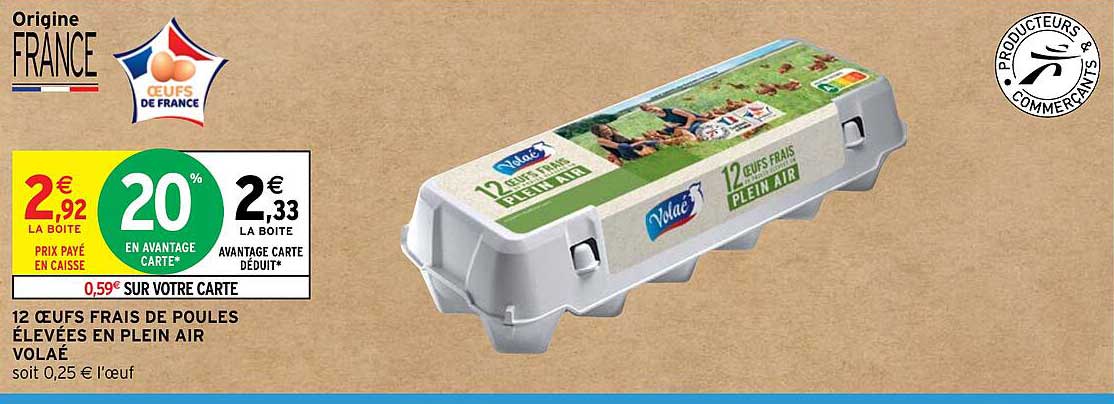 12 œufs frais de poules élevées en plein air volaé