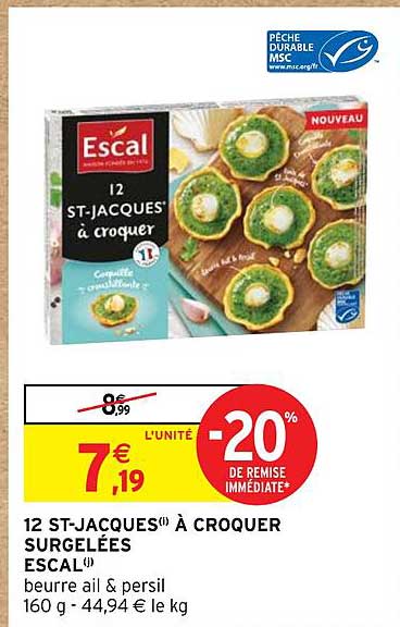 12 st-jacques à croquer surgelées escal