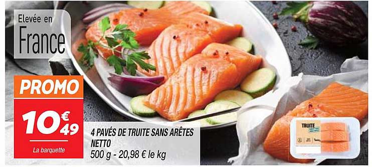 4 pavés de truite sans arêtes netto