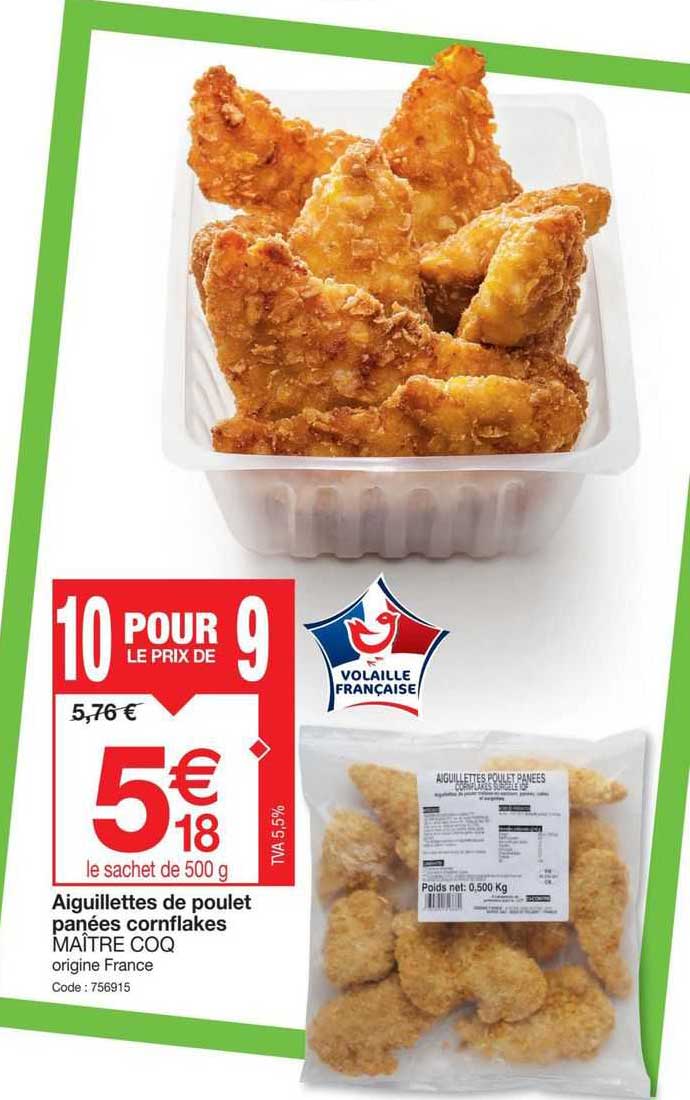 aiguillettes de poulet panées cornflakes maître coq