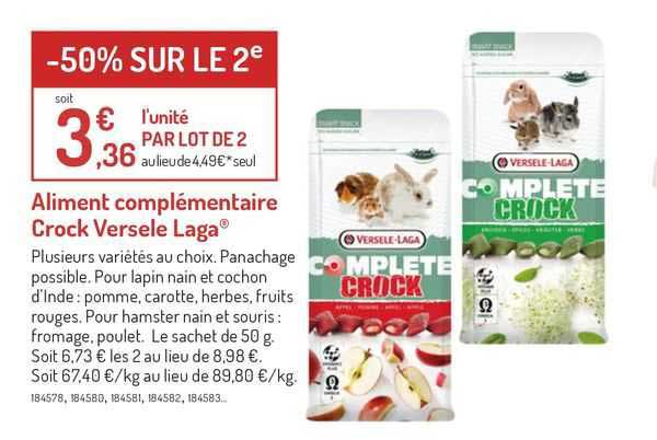 aliment complémentaire crock versele laga -50% sur le 2e