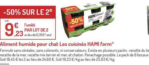 aliment humide pour chat les cuisinés hami form -50% sur le 2e