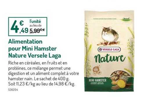 alimentation pour mini hamster nature versele laga
