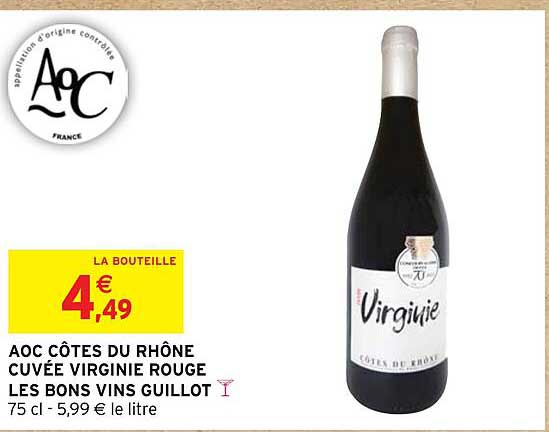 aoc côtes du rhône cuvée virginie rouge les bons vins guillot
