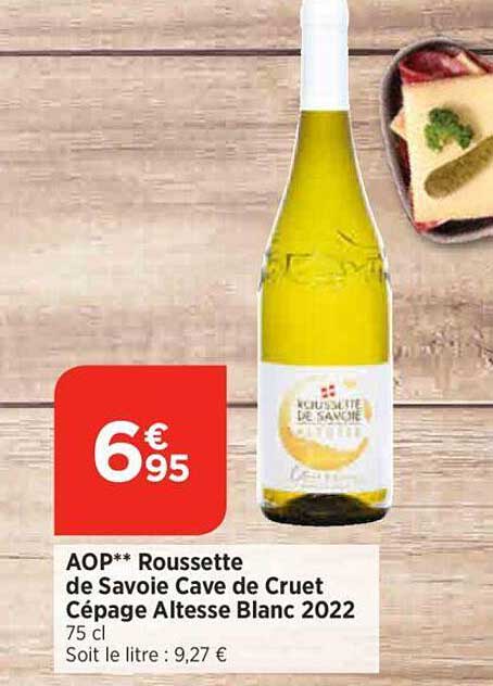 aop roussette de savoie cave de cruet cépage altesse blanc 2022