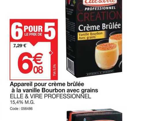 appareil pour crème brûlée à la vanille bourbon avec grains elle & vire professionnel