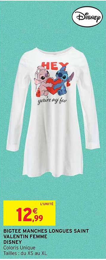 bigtee manches longues saint valentin femme disney