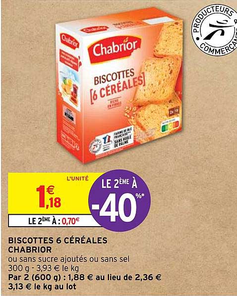 Biscottes 6 Céréales Chabrior