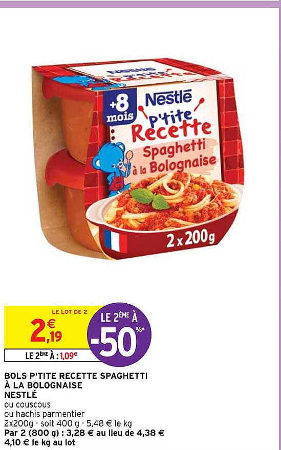 bols p'tite recette spaghetti à la bolognaise nestlé