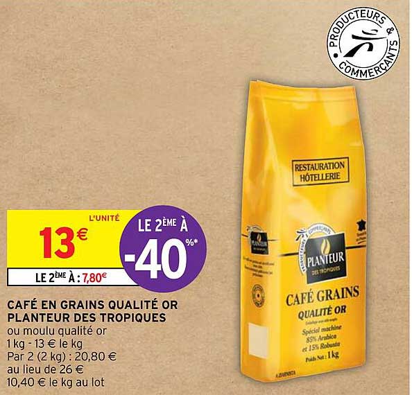 café en grais qualité or planteur des tropiques