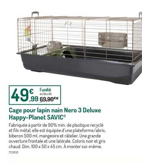 cage pour lapin nain nero 3 deluxe happy-planet savic