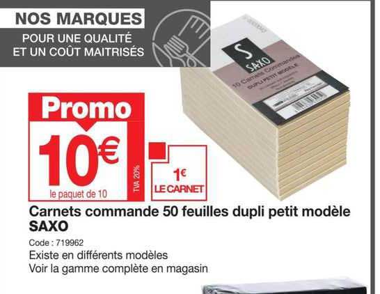 carnets commande 50 feuilles dupli petit modèle saxo