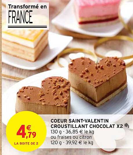 Coeur Saint-valentin Croustillant Chocolat X2