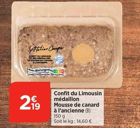 confit du limousin médaillon mousse de canard à l'ancienne