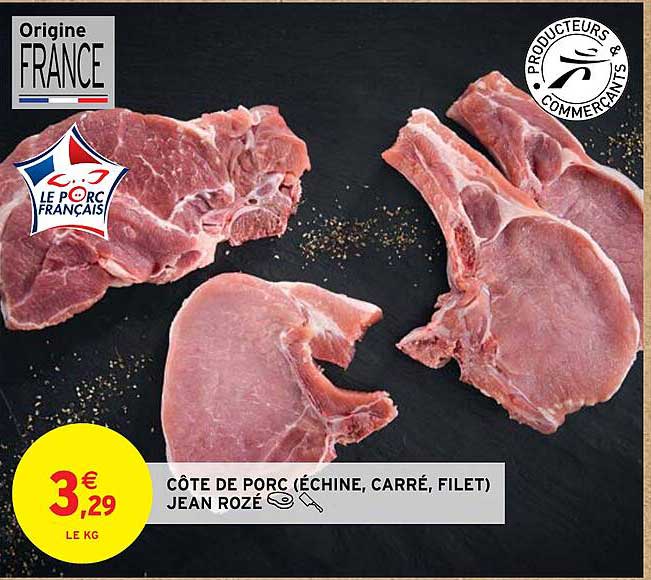 côte de porc (échine, carré, filet) jean rozé