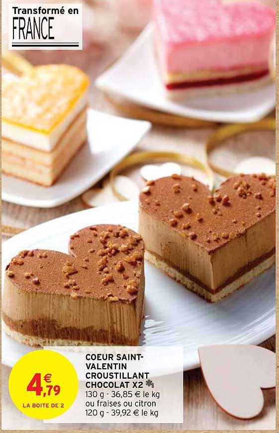 Cœur Saint-valentin Croustillant Chocolat X 2