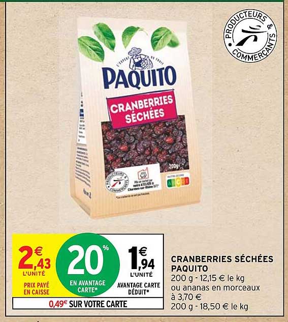 Cranberries Sechees Paquito