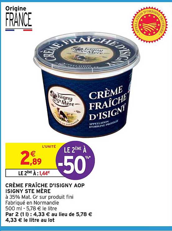 crème fraîche d'isigny aop isigny ste mère