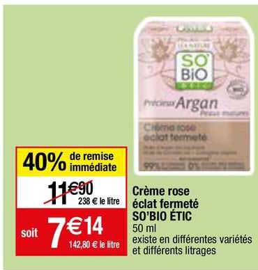 crème rose éclat fermeté so'bio etic