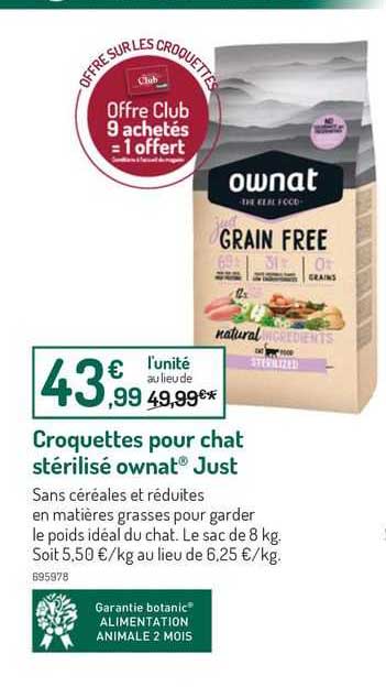 croquettes pour chat stérilisé ownat just
