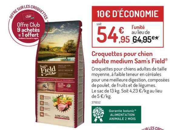croquettes pour chien adulte medium sam's field