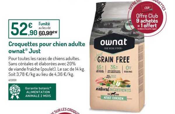 croquettes pour chien adulte ownat just
