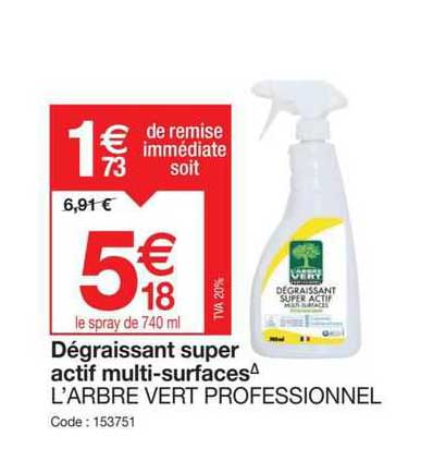 dégraissant super actif multi-surfaces l'arbre vert professionnel